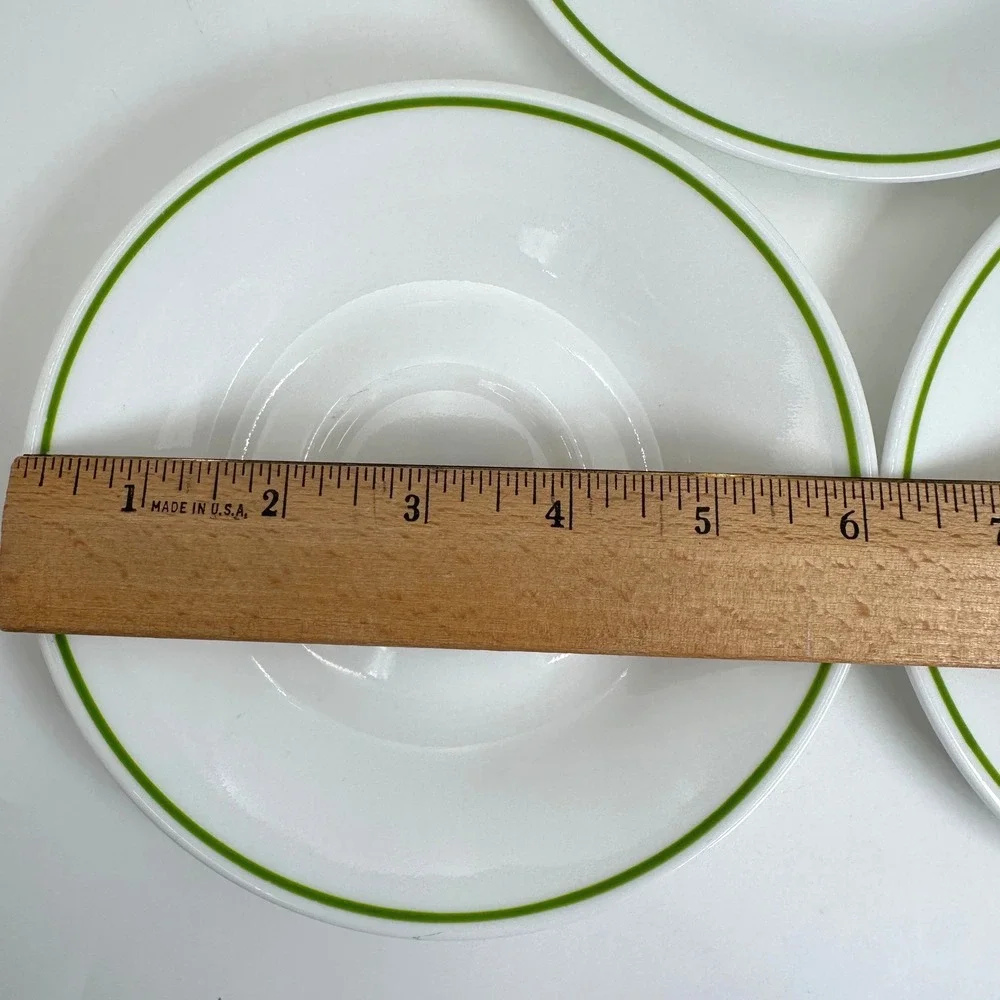 Vtg Corelle Replacement Saucers Green Band Wildflower Meadow Strawberry Set 3